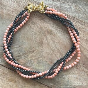 Coral and onyx multi-strand necklace